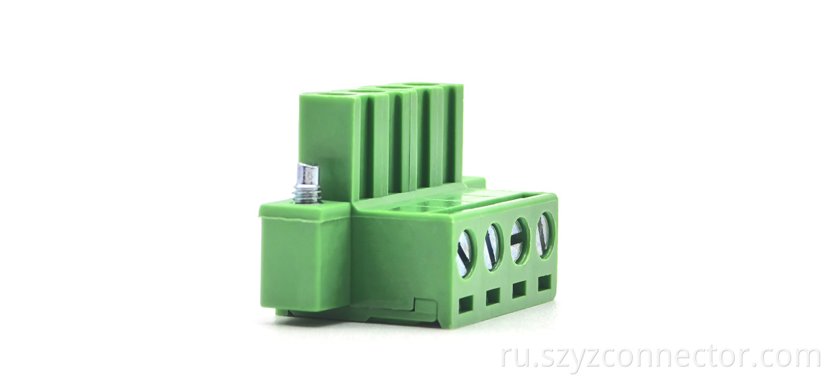 Pluggable Terminal Blocks Female Copper Block with Lug Non-Latching Green 1*4P